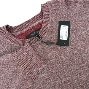 Rag & Bone Dexter Marl Crew Neck Sweater Men‎ L Maroon Multi Organic Cotton
